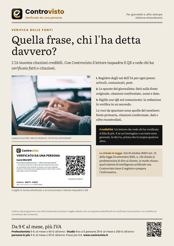 Locandina Controvisto per giornalisti e uffici stampa